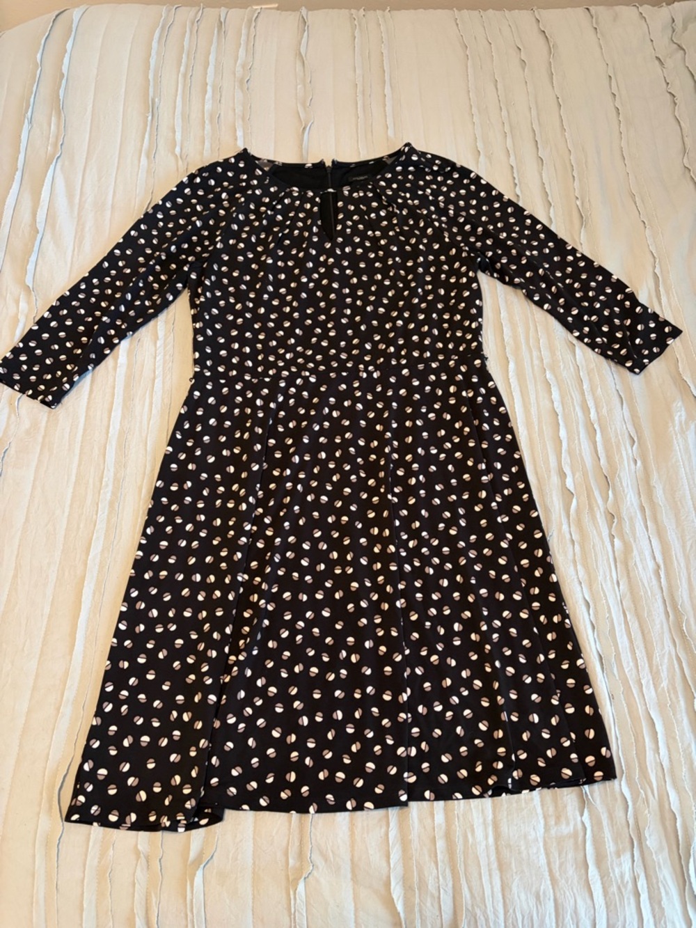 Ann Taylor Factory Black Dress with Cream and Blush Polka Dots | Size 12
